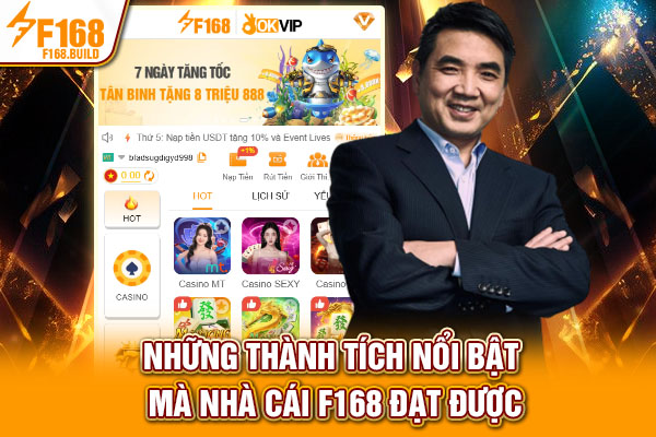 Những thành tích nổi bật mà nhà cái F168 đạt được